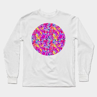 Pink, Purple and Yellow Doodle Dash Long Sleeve T-Shirt